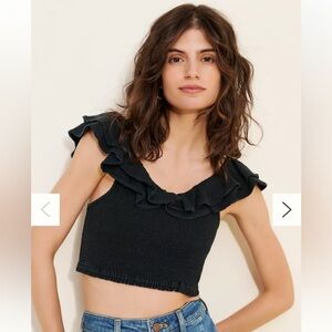 Anthropologie Maeve Flutter Smocked Cropped Top Women’s Size 10